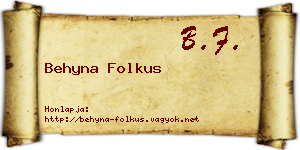 Behyna Folkus névjegykártya
